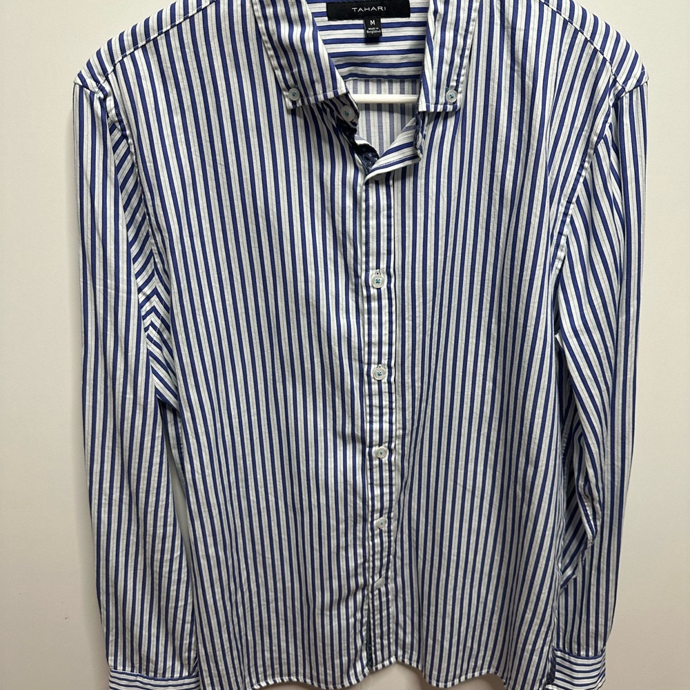 Medium Tahari Blue and White Shirt